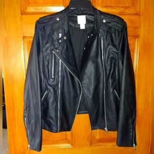 Never Worn Size L H & M Black Leather Jacket
